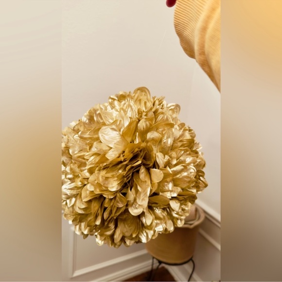 2 GOLD METALLIC POM-POM Party Wedding Shower Decorations 10” ea w Hanging Loops - Picture 5 of 16